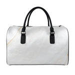 White Brown Smooth Marble Print Leather Duffle Bag