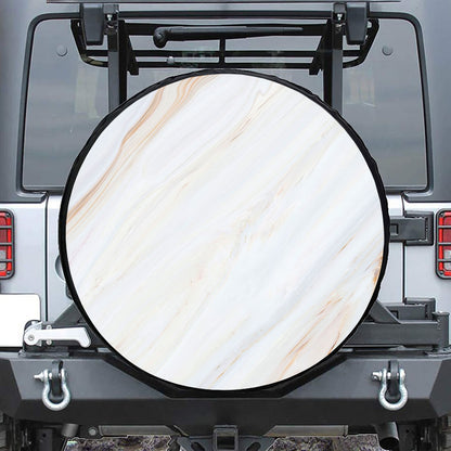White Brown Smooth Marble Print Leather Spare Tire Cover