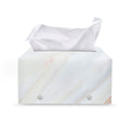 White Brown Smooth Marble Print Leather Tissue Box Cover