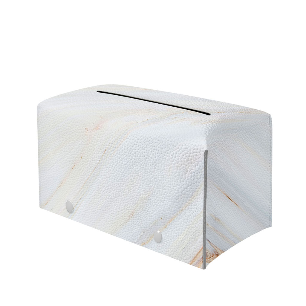 White Brown Smooth Marble Print Leather Tissue Box Cover