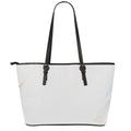 White Brown Smooth Marble Print Leather Tote Bag With Zipper