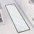 White Brown Smooth Marble Print Long Kitchen Mat