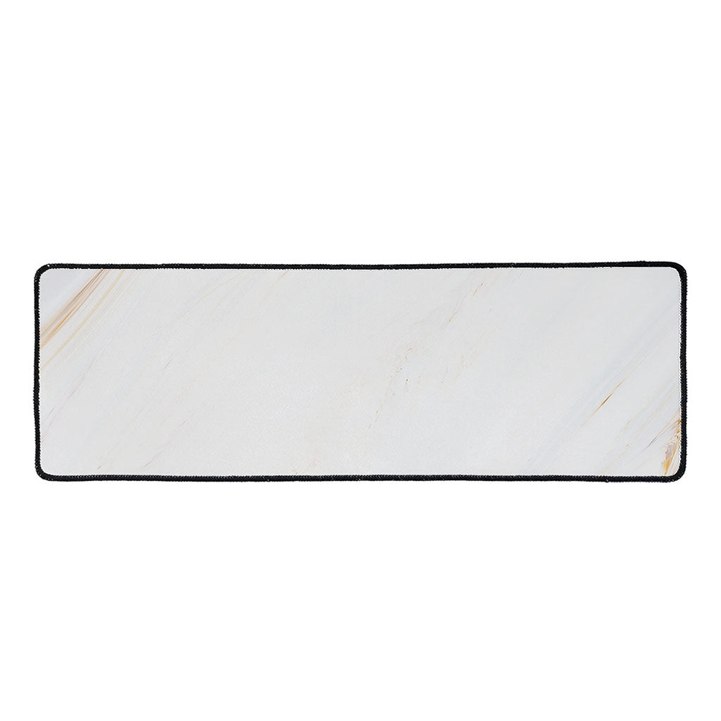 White Brown Smooth Marble Print Long Kitchen Mat