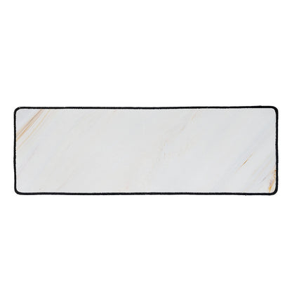 White Brown Smooth Marble Print Long Kitchen Mat