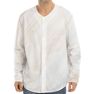 White Brown Smooth Marble Print Long Sleeve Baseball Jersey