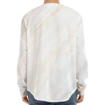 White Brown Smooth Marble Print Long Sleeve Baseball Jersey