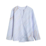 White Brown Smooth Marble Print Long Sleeve Short Coat