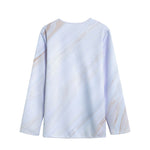 White Brown Smooth Marble Print Long Sleeve Short Coat