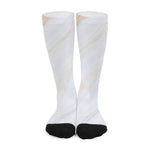 White Brown Smooth Marble Print Long Socks