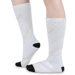 White Brown Smooth Marble Print Long Socks