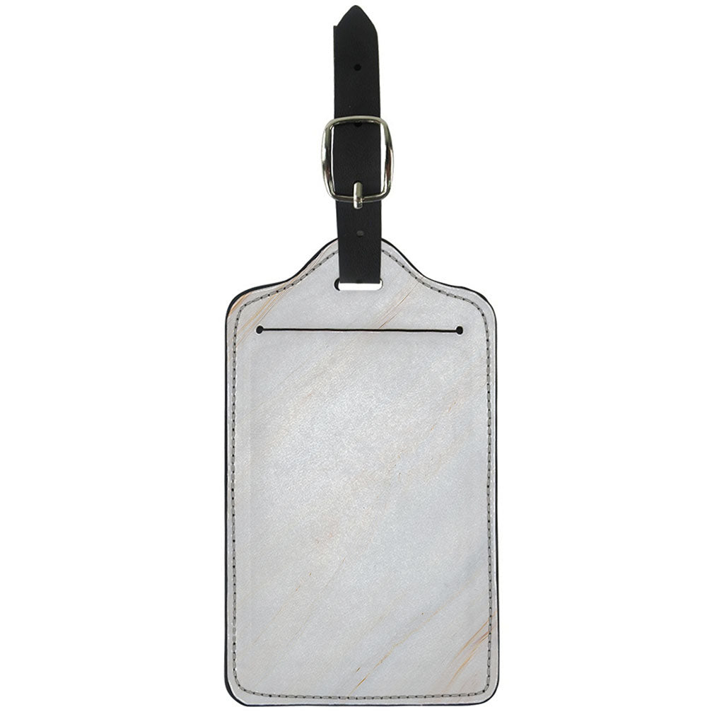 White Brown Smooth Marble Print Luggage Tag