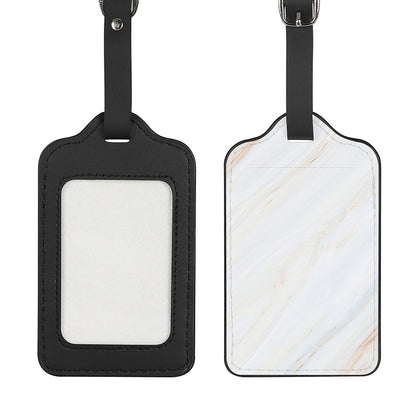 White Brown Smooth Marble Print Luggage Tag