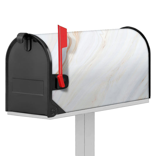 White Brown Smooth Marble Print Mailbox Cover