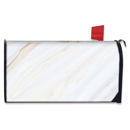 White Brown Smooth Marble Print Mailbox Cover