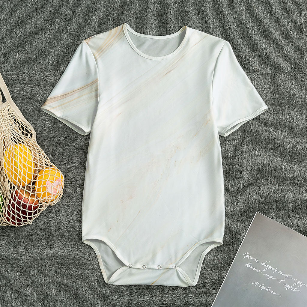 White Brown Smooth Marble Print Men's Bodysuit