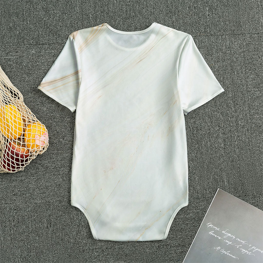 White Brown Smooth Marble Print Men's Bodysuit