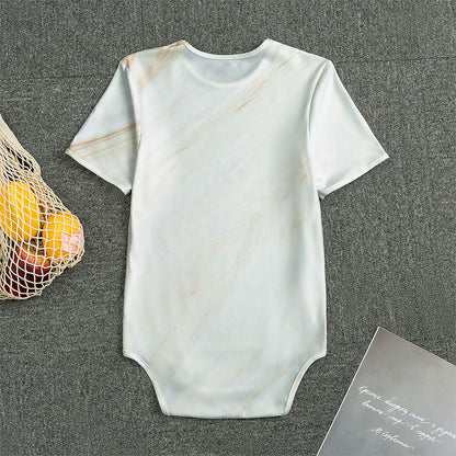 White Brown Smooth Marble Print Men's Bodysuit