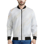 White Brown Smooth Marble Print Men's Bomber Jacket