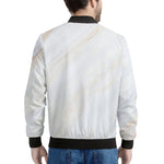 White Brown Smooth Marble Print Men's Bomber Jacket