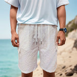 White Brown Smooth Marble Print Men's Cargo Shorts