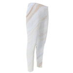 White Brown Smooth Marble Print Men's Compression Pants