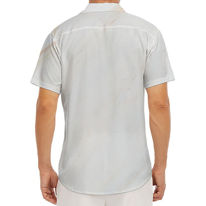 White Brown Smooth Marble Print Men's Deep V-Neck Shirt