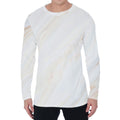 White Brown Smooth Marble Print Men's Long Sleeve T-Shirt