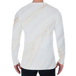 White Brown Smooth Marble Print Men's Long Sleeve T-Shirt