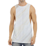 White Brown Smooth Marble Print Men's Muscle Tank Top