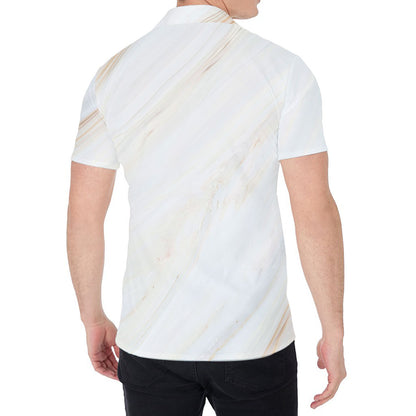 White Brown Smooth Marble Print Men's Shirt