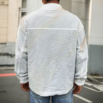 White Brown Smooth Marble Print Men's Shirt Jacket