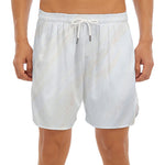 White Brown Smooth Marble Print Men's Split Running Shorts