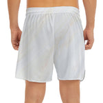 White Brown Smooth Marble Print Men's Split Running Shorts