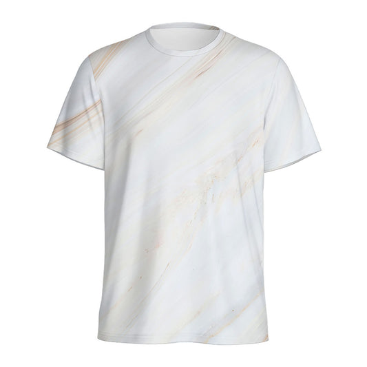 White Brown Smooth Marble Print Men's Sports T-Shirt