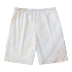 White Brown Smooth Marble Print Men's Swim Trunks