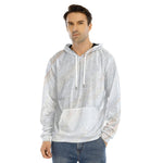 White Brown Smooth Marble Print Men's Velvet Pullover Hoodie