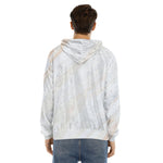 White Brown Smooth Marble Print Men's Velvet Pullover Hoodie