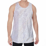 White Brown Smooth Marble Print Men's Velvet Tank Top