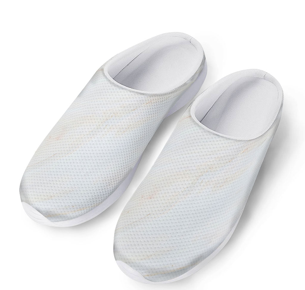 White Brown Smooth Marble Print Mesh Casual Shoes
