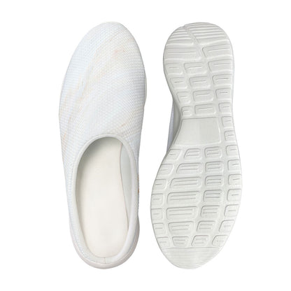 White Brown Smooth Marble Print Mesh Casual Shoes