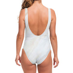 White Brown Smooth Marble Print One Piece Swimsuit