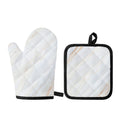 White Brown Smooth Marble Print Oven Mitt And Pot Holder Set