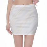 White Brown Smooth Marble Print Pencil Mini Skirt