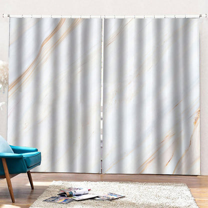 White Brown Smooth Marble Print Pencil Pleat Curtains