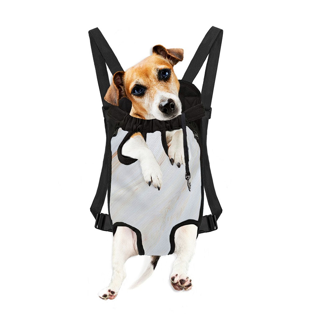 White Brown Smooth Marble Print Pet Carrier Backpack