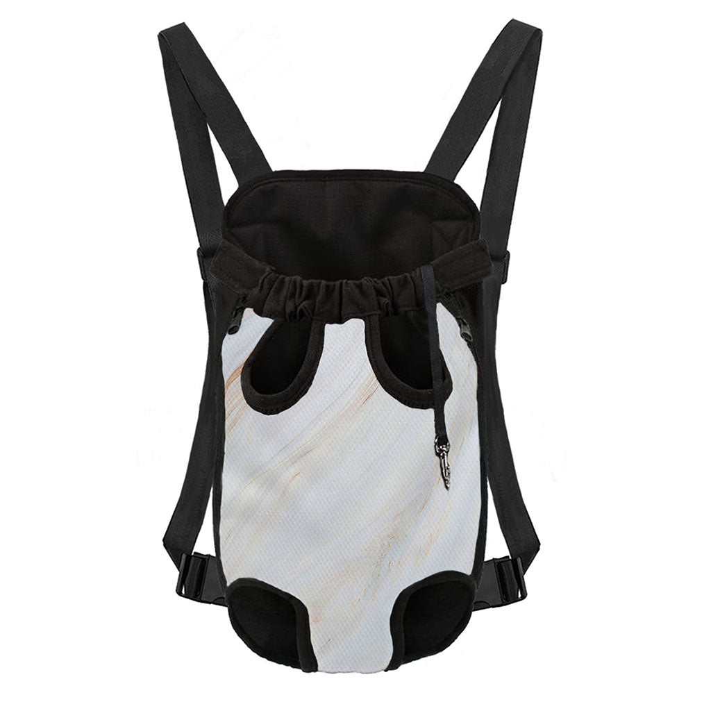 White Brown Smooth Marble Print Pet Carrier Backpack