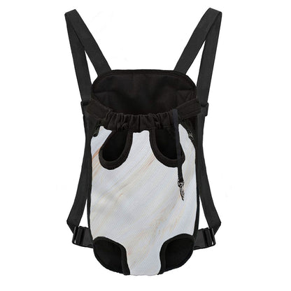 White Brown Smooth Marble Print Pet Carrier Backpack