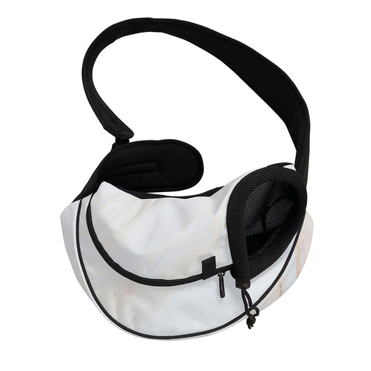 White Brown Smooth Marble Print Pet Sling Carrier