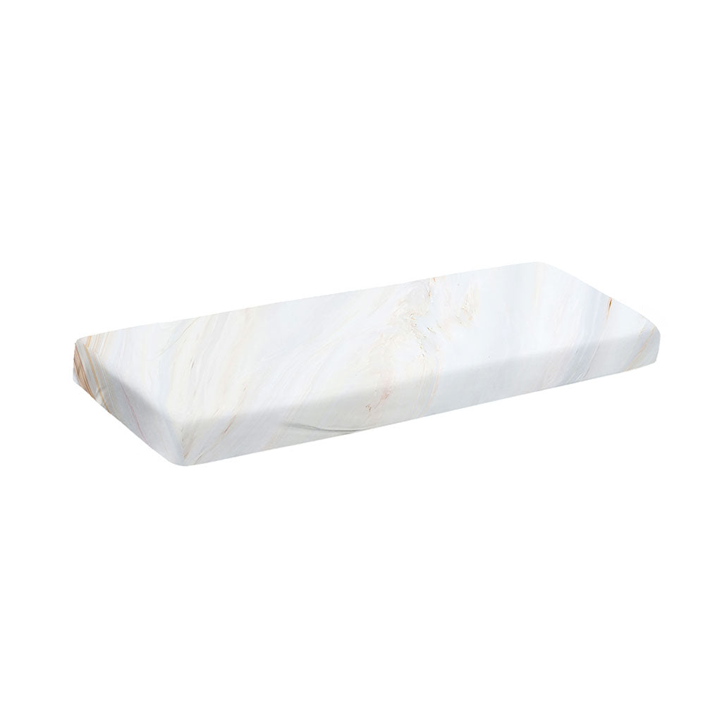 White Brown Smooth Marble Print Piano Keyboard Cover