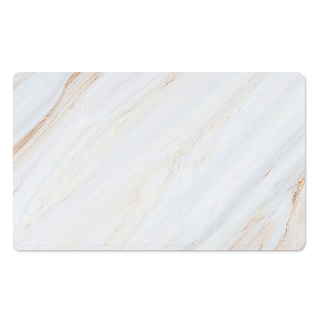 White Brown Smooth Marble Print Polyester Doormat